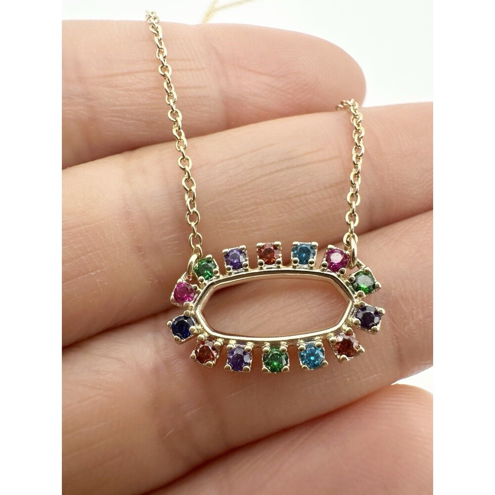 Kendra Scott Elisa Gold Open Frame Multicolor Necklace 18” Adjustable